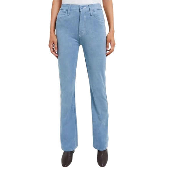 MOTHER Pants - MOTHER The Desperado Faux Suede Bootcut High Rise Stretch Blue Hoo Wash 27 NWT